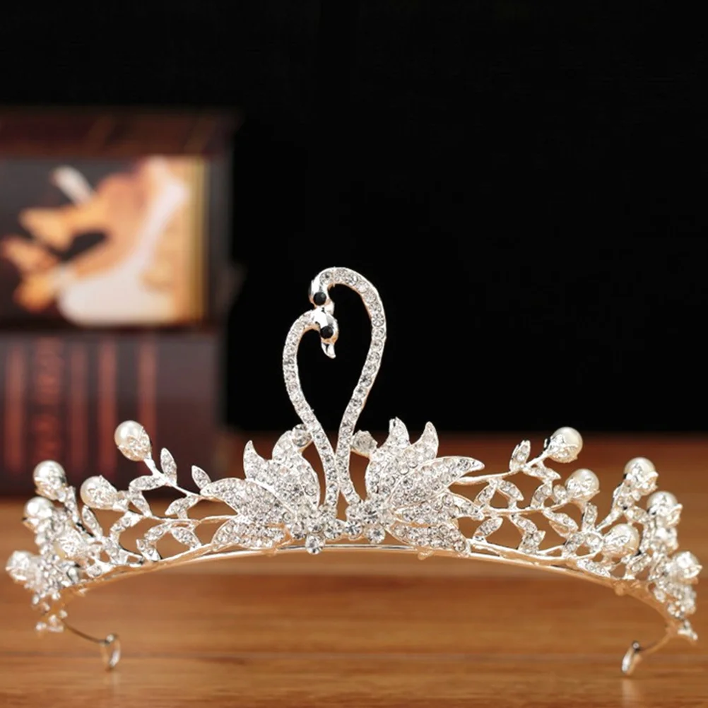 

Swan Rhinestone Headdress Birthday Dress Crown Wedding Party Crown Elegant Attractive Hair Accessory