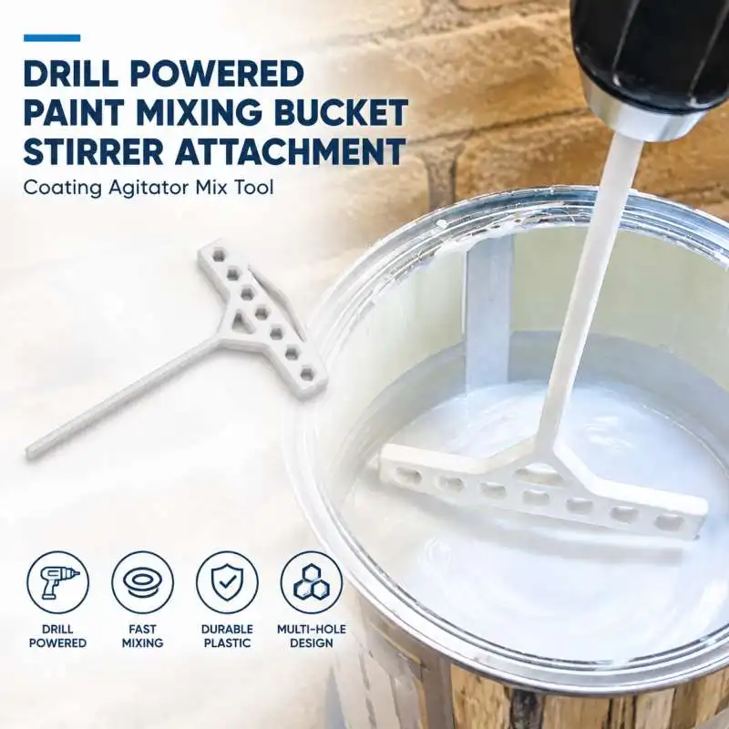 Drill Powered Paint Mixing Bucket Stirrer Attachment Coating Agitator Mix Tool