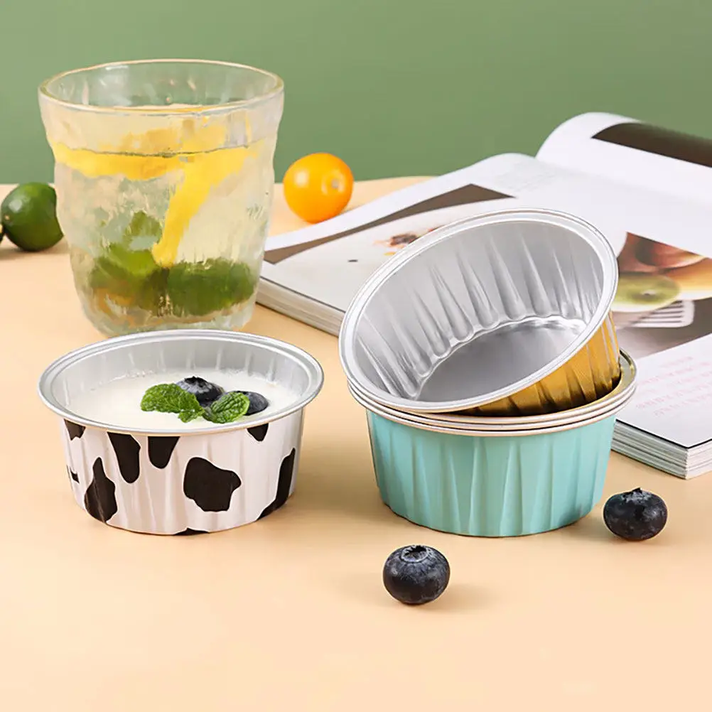 30Pcs Mini Cupcake Pans Heavy Duty Tin Foil Baking Cups Non Sticky Disposable for DIY Baking Cake Pudding Mousse Ice Cream