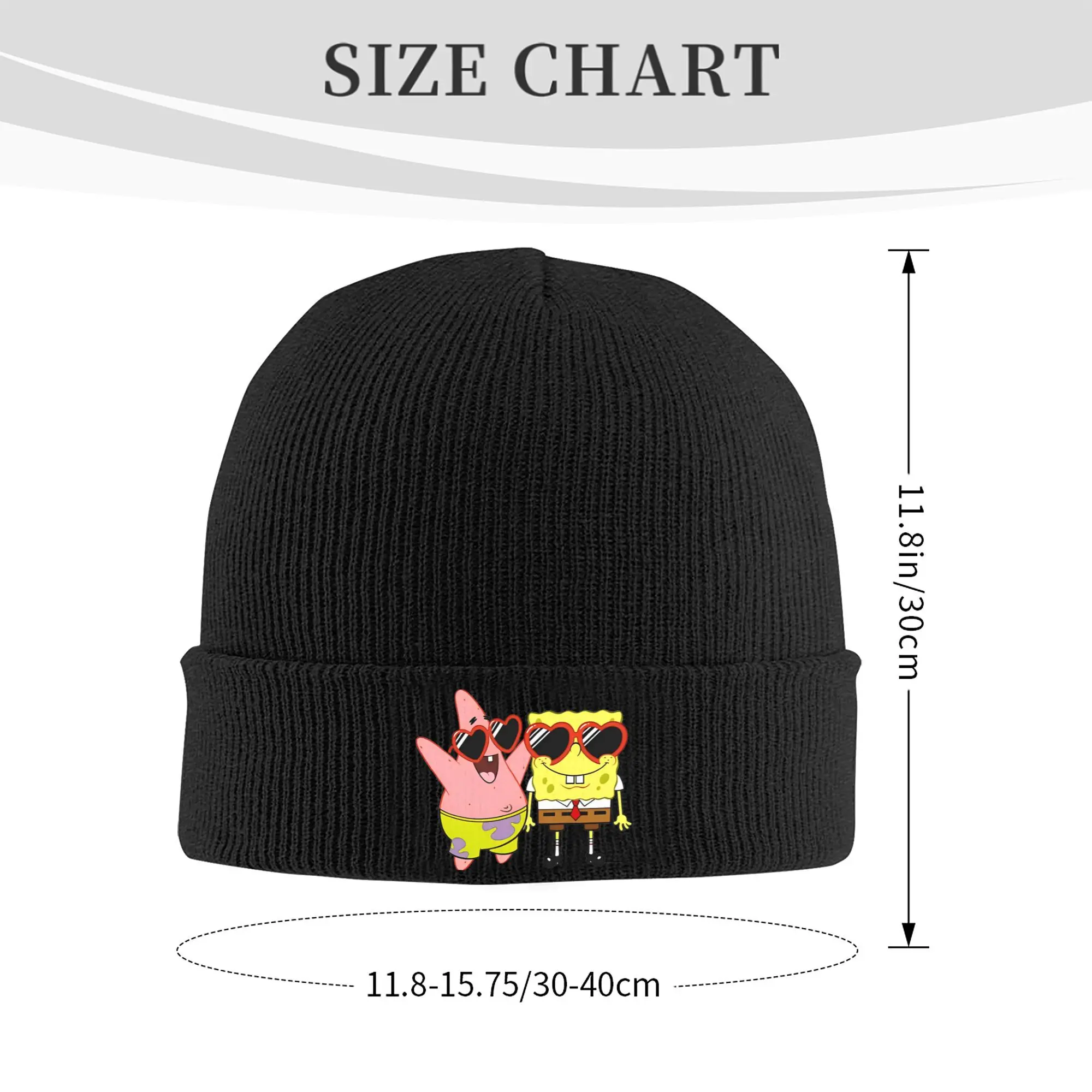 Men Women Rib Knit Cuffed Beanie SpongeBob SquarePants & Patrick Heart Glasses Merch Warm Knitting Skull Cap  Bonnet Knit Hat