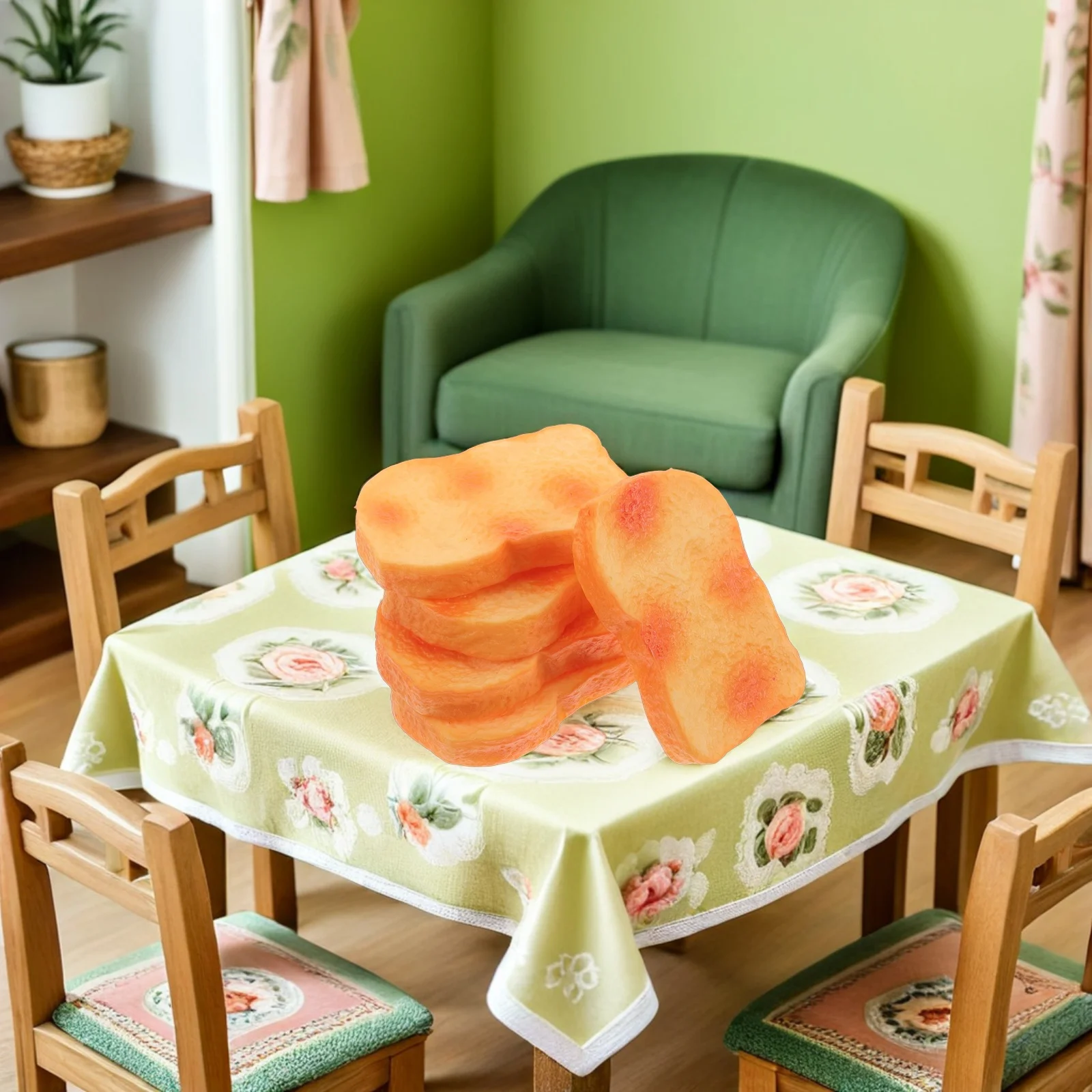 

10pc Fake Prop For Dollhouse Miniature Bread Display Pretend Breakfast Artificial Sliced Bread Decor Play House Mini Food
