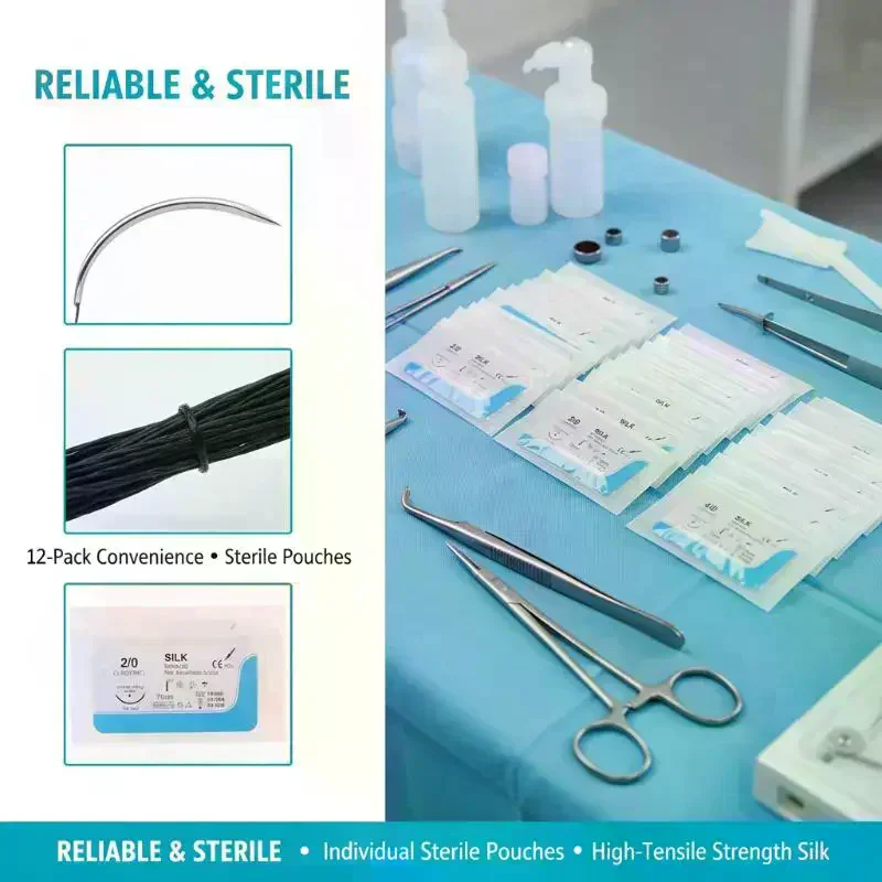 12個入りシルク歯科縫合キット、医療練習、家庭教育、ラボ用の - Medical Lab Kit のレビューと価格