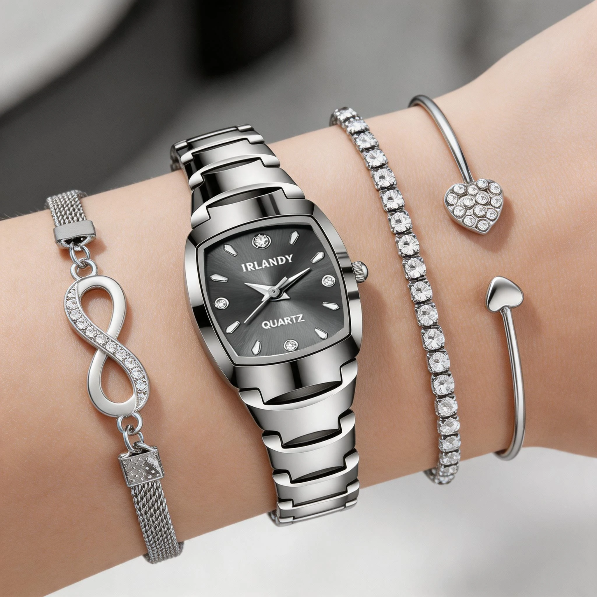 4pcs Women'S Watch Bracelet Set Classic Decoration Dial Simple StyleWomen'S Quartz Watch，For Friends, Suitable For All Year Rou