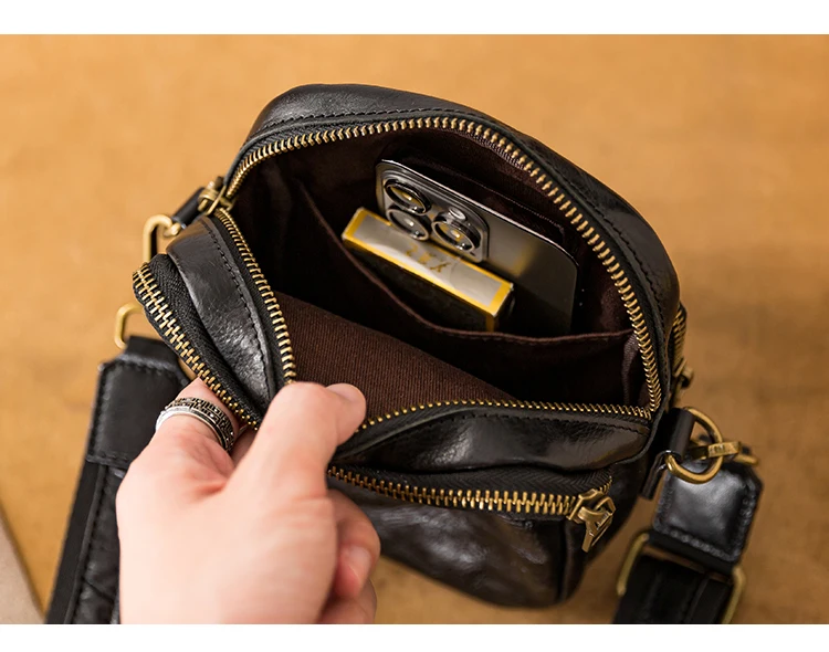 PNDME casual high-quality genuine leather men's small phone shoulder bag outdoor daily party luxury cow leather crossbody bag