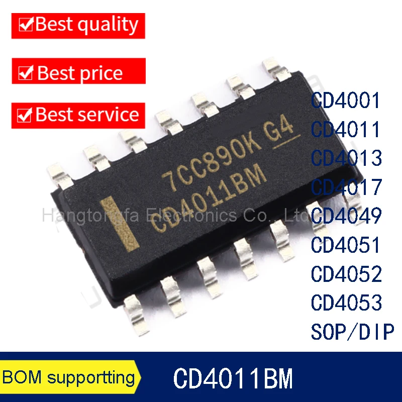 10PCS CD4001BM CD4011 CD4013 CD4017 CD4049 CD4052 CD4066 CD4511 SOP14 SMD Large Chip IC 5