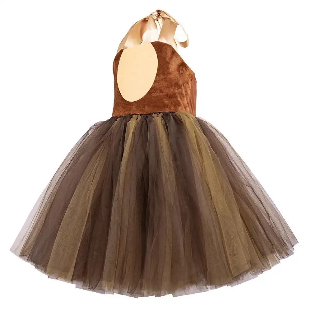 Brown Bear Tutu Dress for Girls Jungle Animals Party Disguise Outfits Kids Carnival Halloween Costumes Birthday New Year Clothes