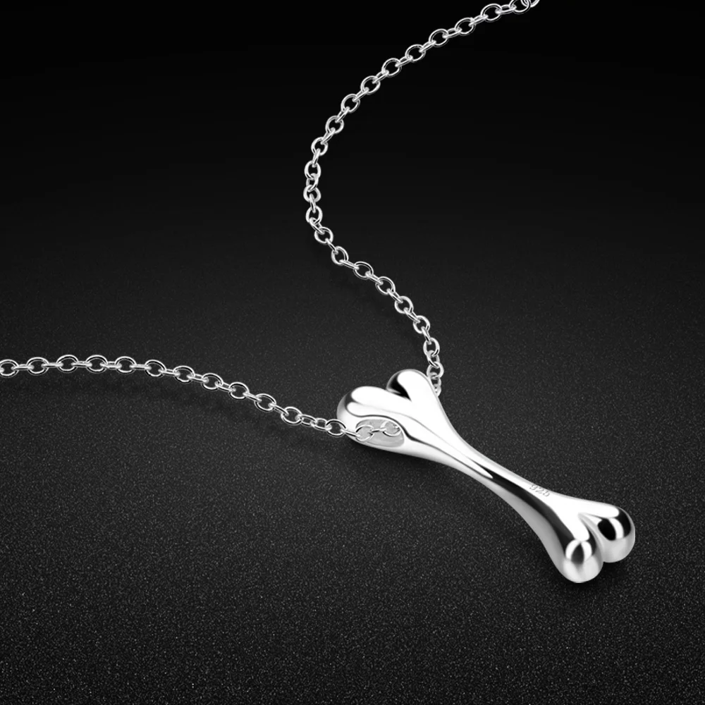 

Trendy Cute Dog Creative Bone shape Hip-Hop Personality 925 Sterling Silver Pendant Ins Cold Wind Necklace Birthday Jewelry Gift