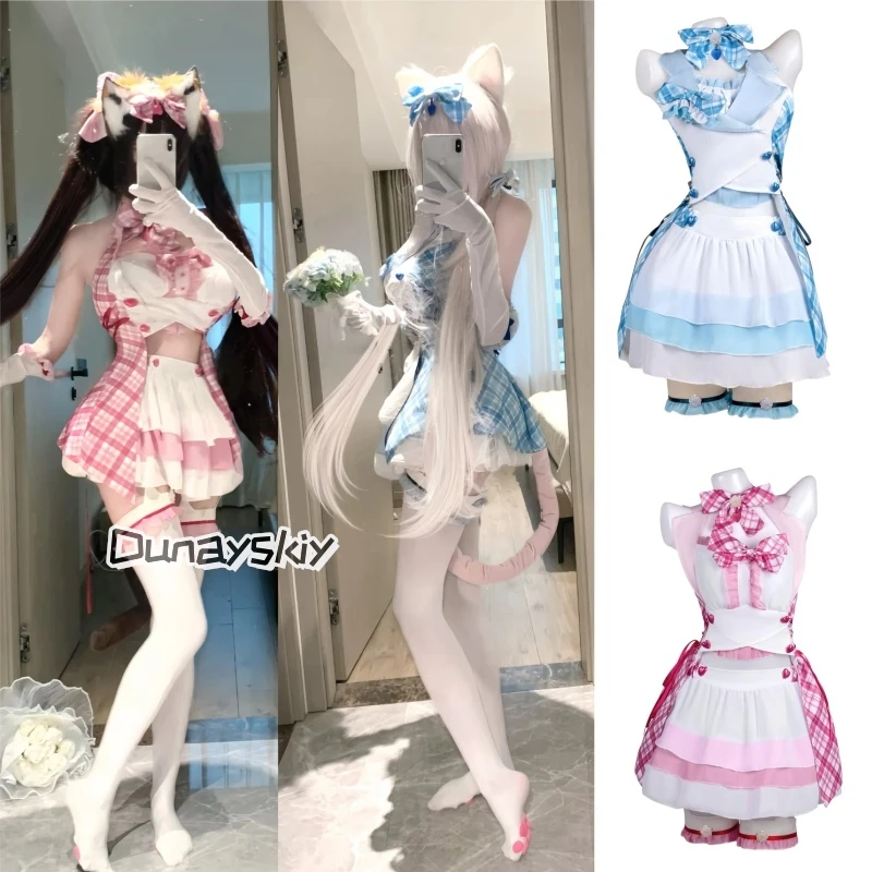 

Anime Game Nekopara Vanilla Chocola Cosplay Costume Nekomimi Paradise Wig Printing Maid Attire Woman Sexy Kawaii Carnival Suit