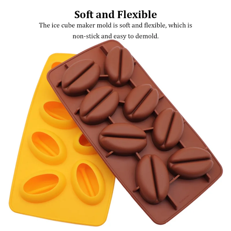 Molde de cubo de Hielo para granos de café, bandeja de gelatina hecha a mano, Fondant de Chocolate, molde multifunción para microondas, máquina de cubitos de Hielo, Forma de helado