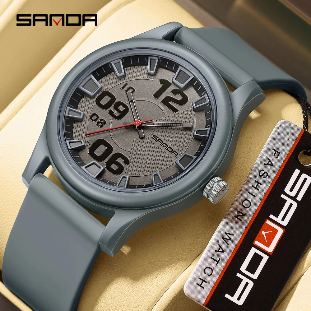 

SANDA 3252 Top Popular Student Quartz Watch Fashionable and Simple Luminous Waterproof Silicone Tape Children's Quartz Watch
