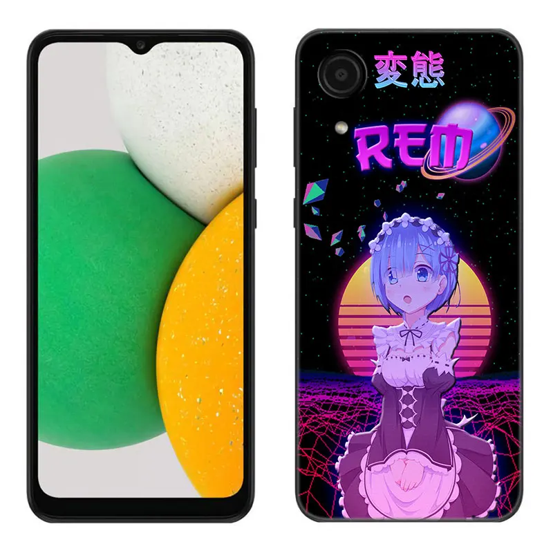 Anime Cute REM Phone Case For Samsung Galaxy A01 A03 Core A04 E A02 A05 A10 A20 A21 A30 A50 S A6 A8 Plus A7 2018 Black Cover image 2