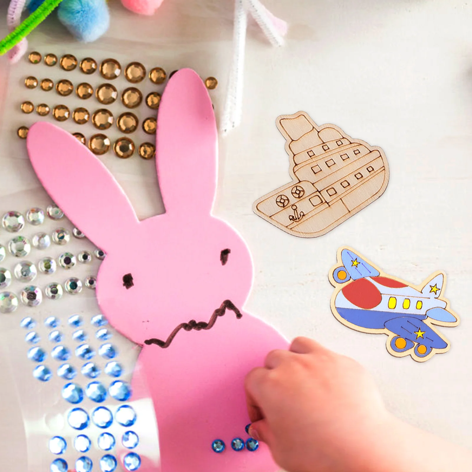 

50 Pcs Chip Toys Unfinished Wooden Vehicle Cutouts Painting Crafts Creative Wood Slices Home Decor Safe for Kids