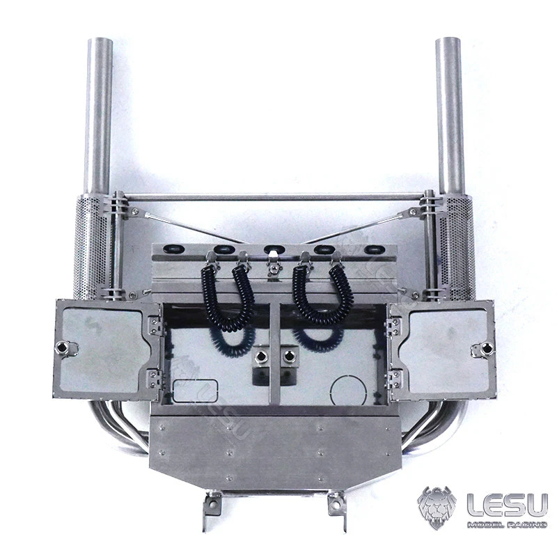 RC 1/14 Double Chimney Exhaust Pipe with Light Wire Frame Model for Tamiya Hydraulic Excavator Loader Dump Truck DIY Parts
