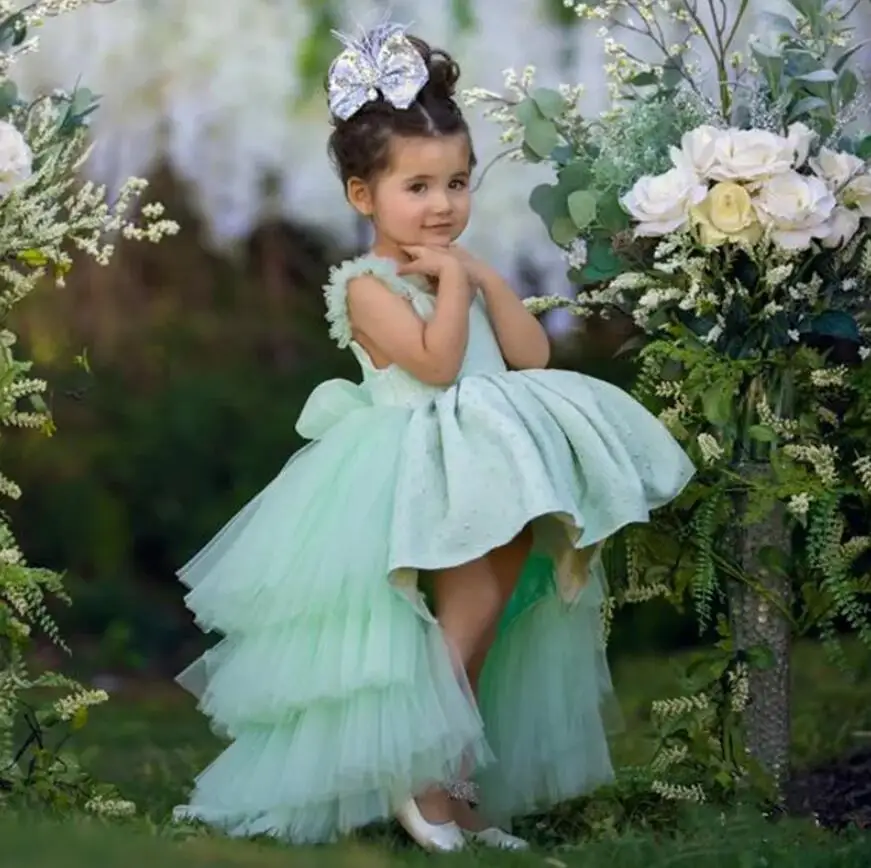 

Mint Ruffles Flower Girls Dresses for Weddings Baby Party Dress Kids Photoshoot Baby Birthday Gowns