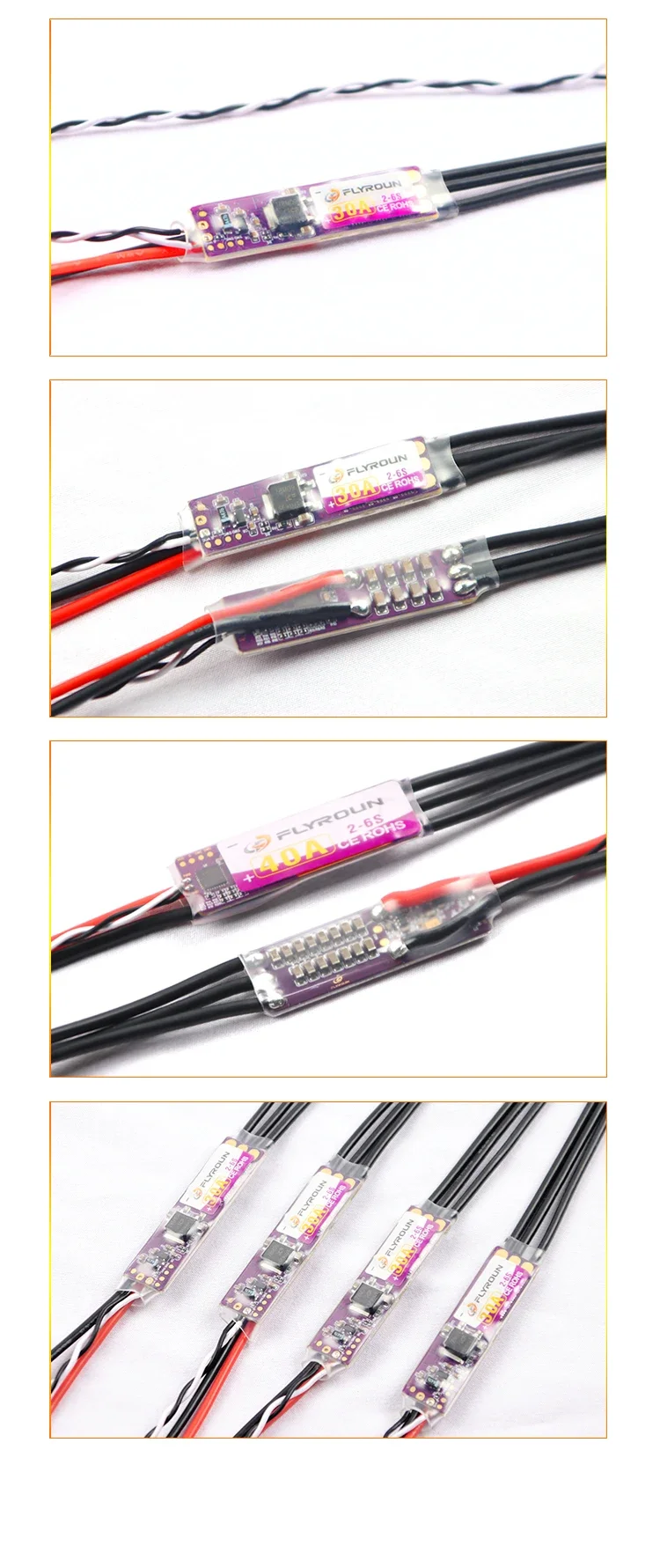 4 個 40A ブラシレス ESC 2-6S 電子スピードコントローラー 5V 3A UBEC 3.5 ミリメートルバナナヘッド RC FPV Quadcopter 飛行機ヘリコプター用