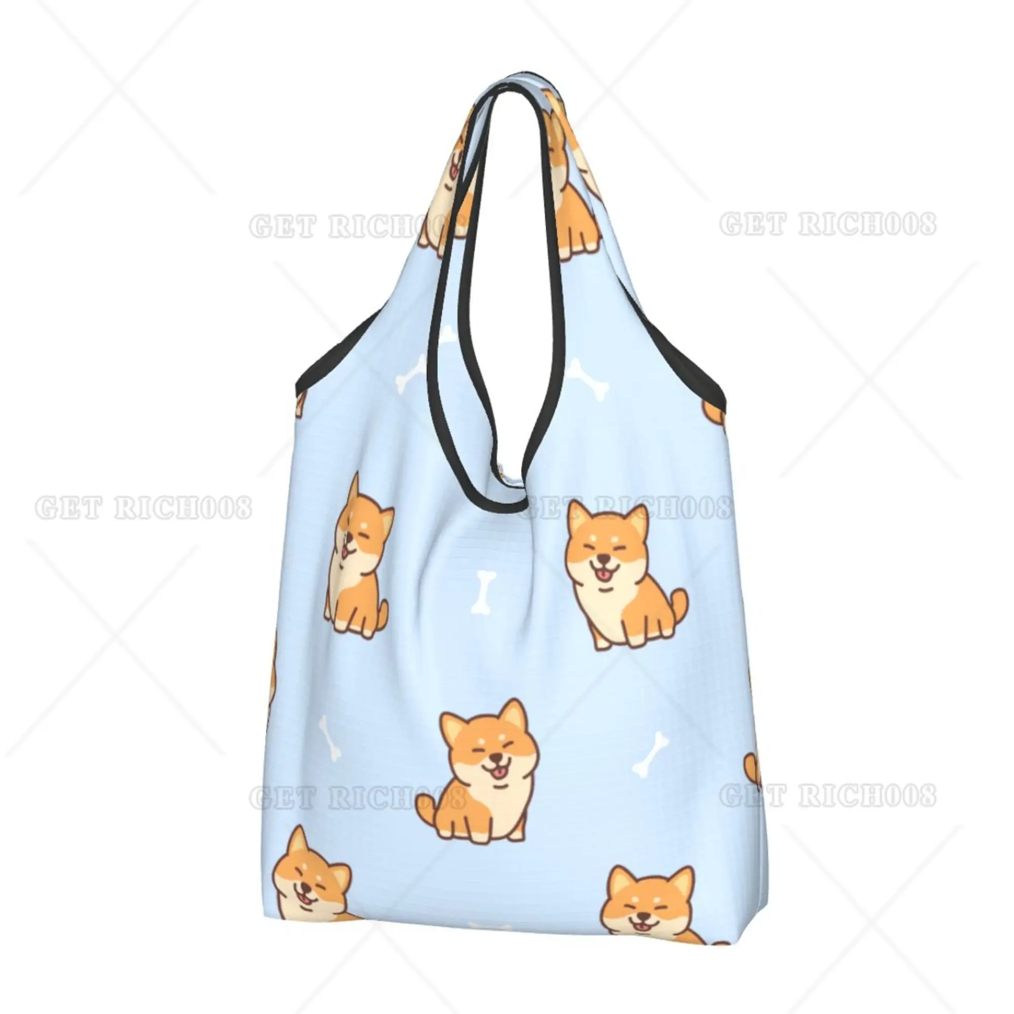 

Shiba Inu Folding Tote Bag Shopper Bag Panda Cartoon Portable Eco Grocery Bags No Zipper Bag for Women Men Supermarket Bag