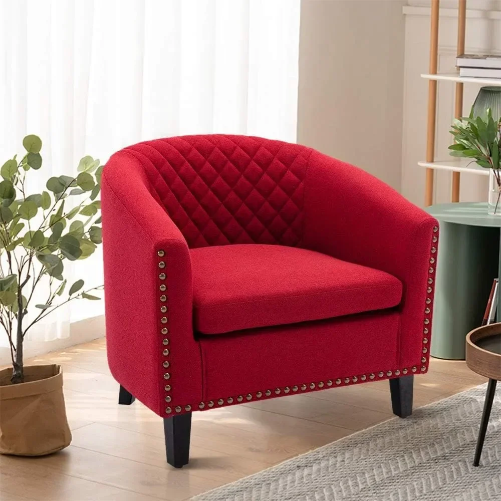 

for Room Chair with Solid Wood Legs and Nailhead, Classic Upholstered Accent Armchair, Soft Linen Fabric Living Room Chair