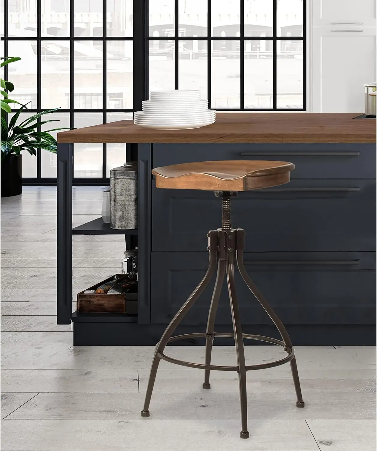 Barhocker-Silver ton Barhocker mit offenem Gittermöbel-4734-830