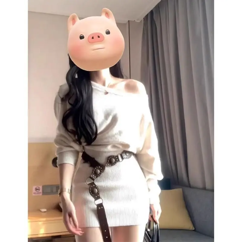 

Knee Length Pullovers Elegant Sweaters Jumpers Women Simple Decorative Travel Hippie Fair Isle Wide Neck Overlap Solid Casual OL