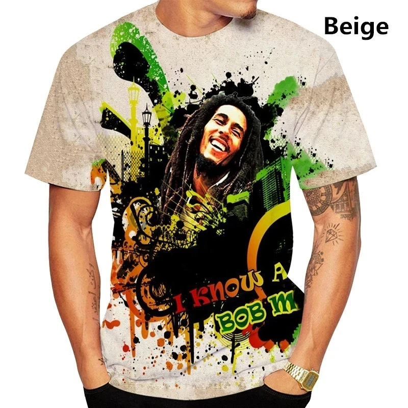 Fashion Trends T-Shirt Summer Bob Marley Men 3D Printed T-Shirt Reggae Hip Hop Casual Short Sleeve Printed T Shirt image 6