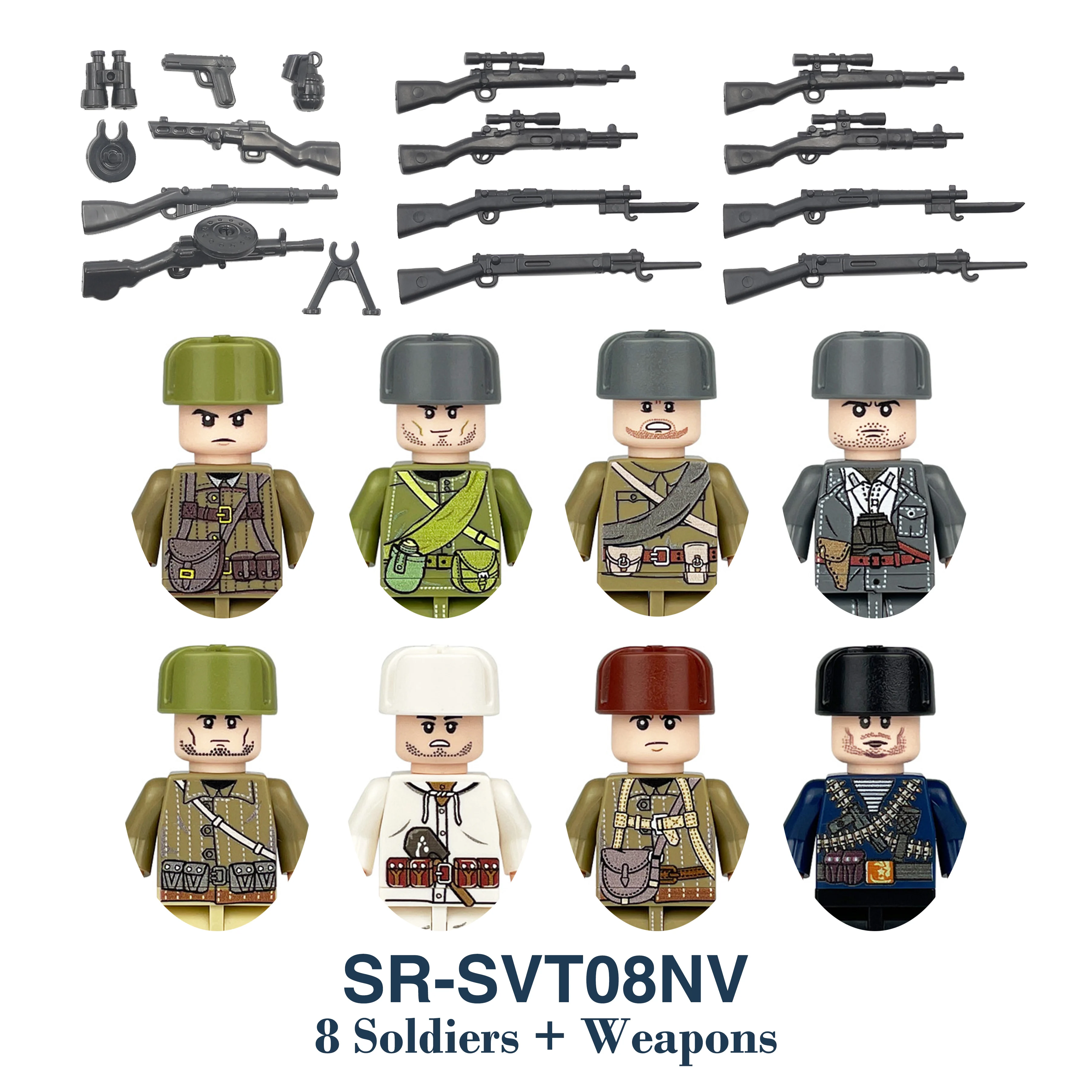 DIY WW2 Infantry Medical Corp Soldier Motorcycle Soviet US Army Military Gun Weapon Building Block Brick Children Kids Gift Toys