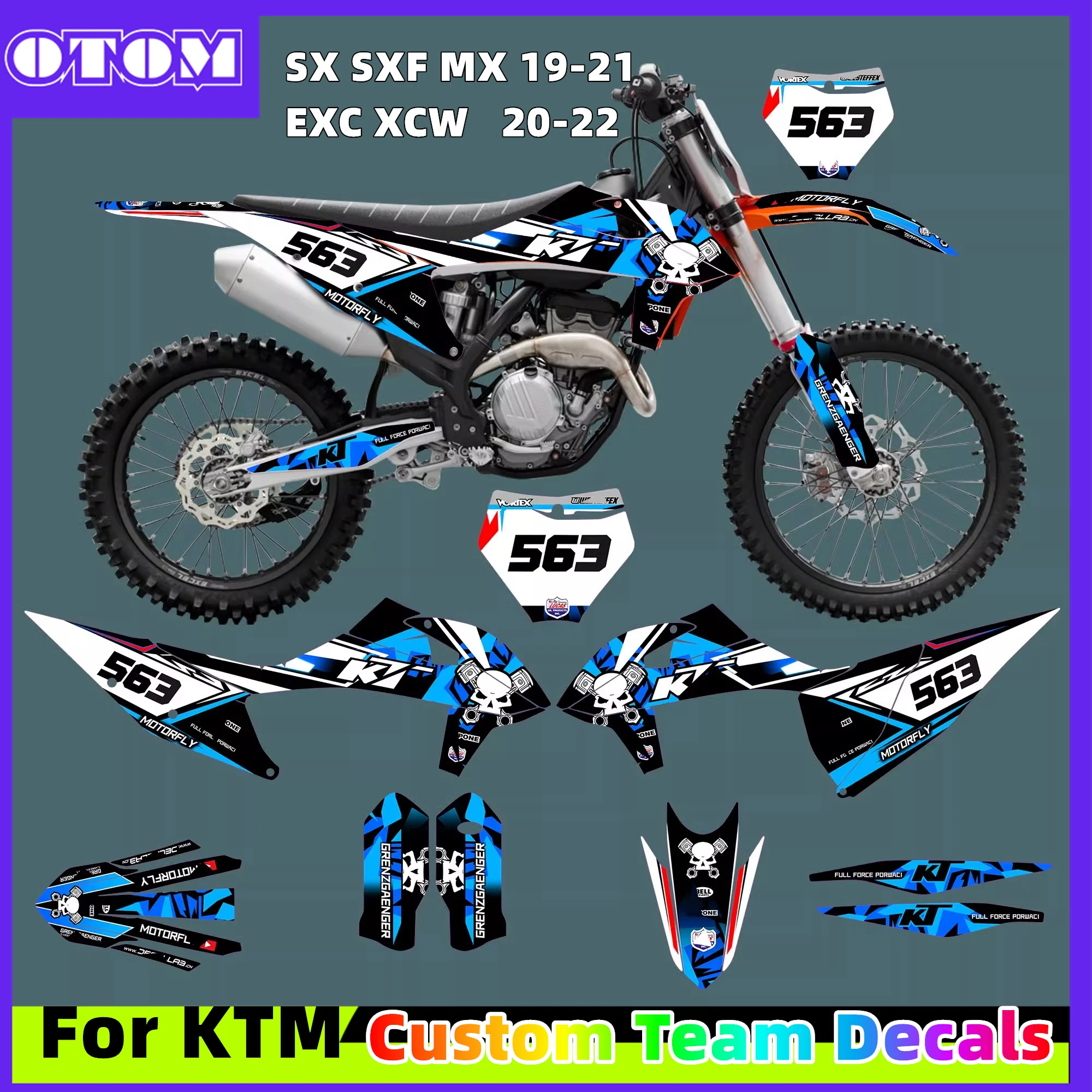 

OTOM для KTM EXC EXC-F 2020-2023 Custom Team графические наклейки подходят для SX SXF SIXDAYS 150 200 250 300 350 450 500 6 дней