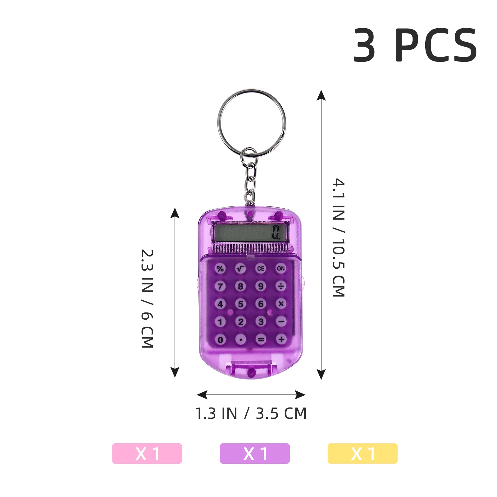 3 Pcs Press Keypad Calculator Student Keychain Desktop Re-position Mini Students