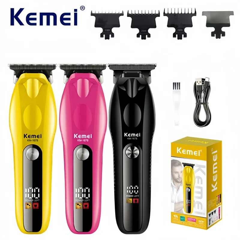 

Kemei KM-1678 Машинка для стрижки волос с прецизионным стальным лезвием, тонкий зазор лезвия 0,1 мм, электрический триммер для волос, машинка для стрижки волос