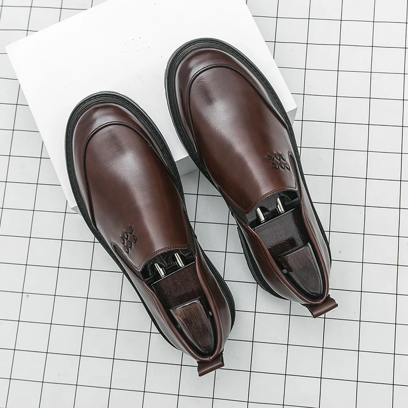 

Spring Autumn New Thick Soled Casual Business Men Shoe Height Increasing Breathable Comfortable Fashionable Commuting Shoes