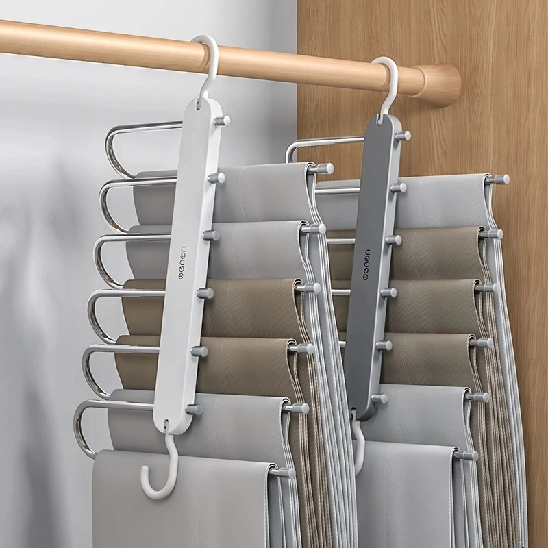 

Multi-functional 6 in 1 Pants Hanger For Clothes Rack Adjustable Closet Organizer Trouser Storage Rack Pants Tie Storage Shelf