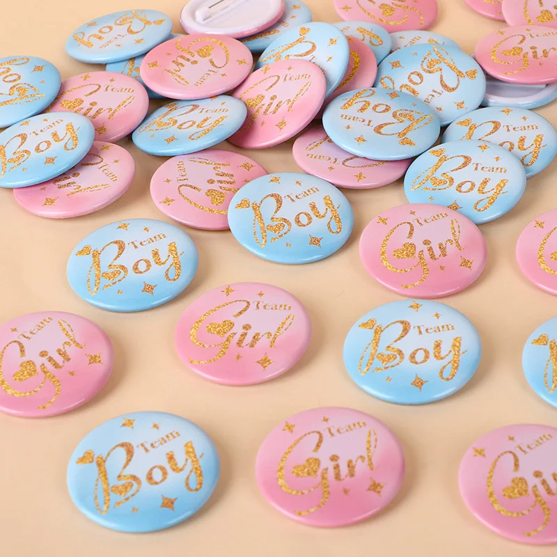 20/30Pcs Gender Reveal Badges, Team Girl Team Boy Pink Blue Pins, Mommy Daddy Voting Pins for Baby Shower Halloween Christmas