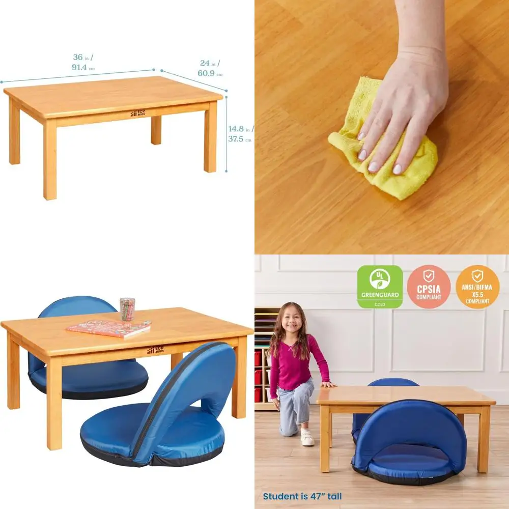 

24x36 Inch Traditional Solid Hardwood Kids Table with 14 Inch High Legs