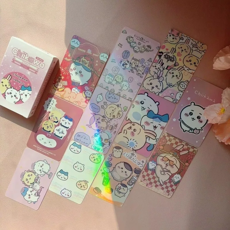 NEW cute Chiikawa Rakko 50 sheets Anime peripheral cards Cartoon Momonga Kurimanju greeting card boxed Girl's gift Clear Pattern