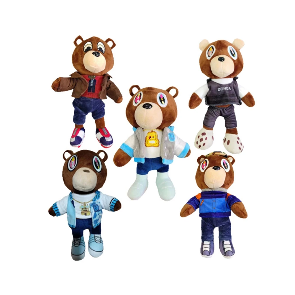 25-30CM new cute Kanye Teddy Bear Plush Toy Fashion Bear Animal Comfort Doll To Send Children Birthday Christmas Gifts  Dropping