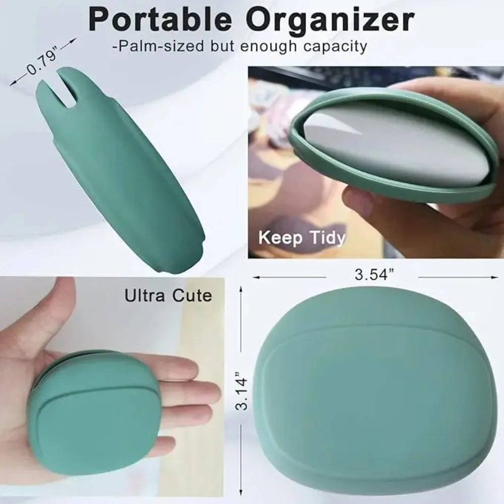 Silicone Earphone Data Cable Storage Box Mini Key Box Lipstick Mini Storage Bag Green Light Gray Red