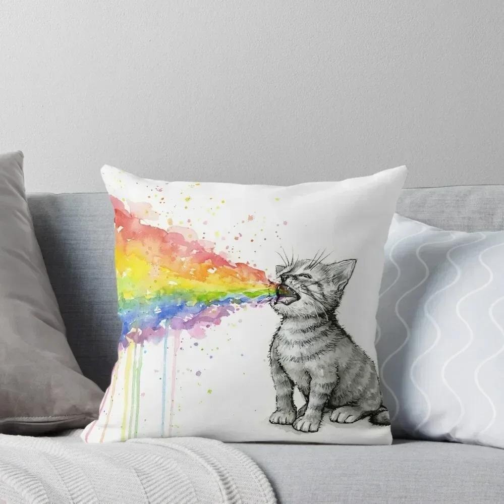 

Kitten Puking Rainbow Throw Pillow Sofas Covers Sofa Cushions Decorative Cushions pillow