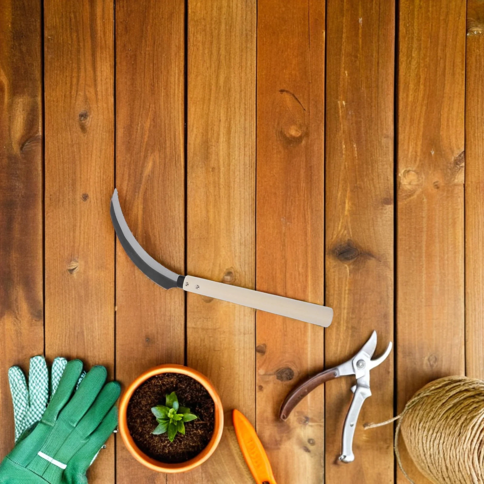 

Острый рисовый зубчатый стальной лезвие, прочная деревянная ручка, ручной садовый инструмент для сельского хозяйства, культивирования, резки травы