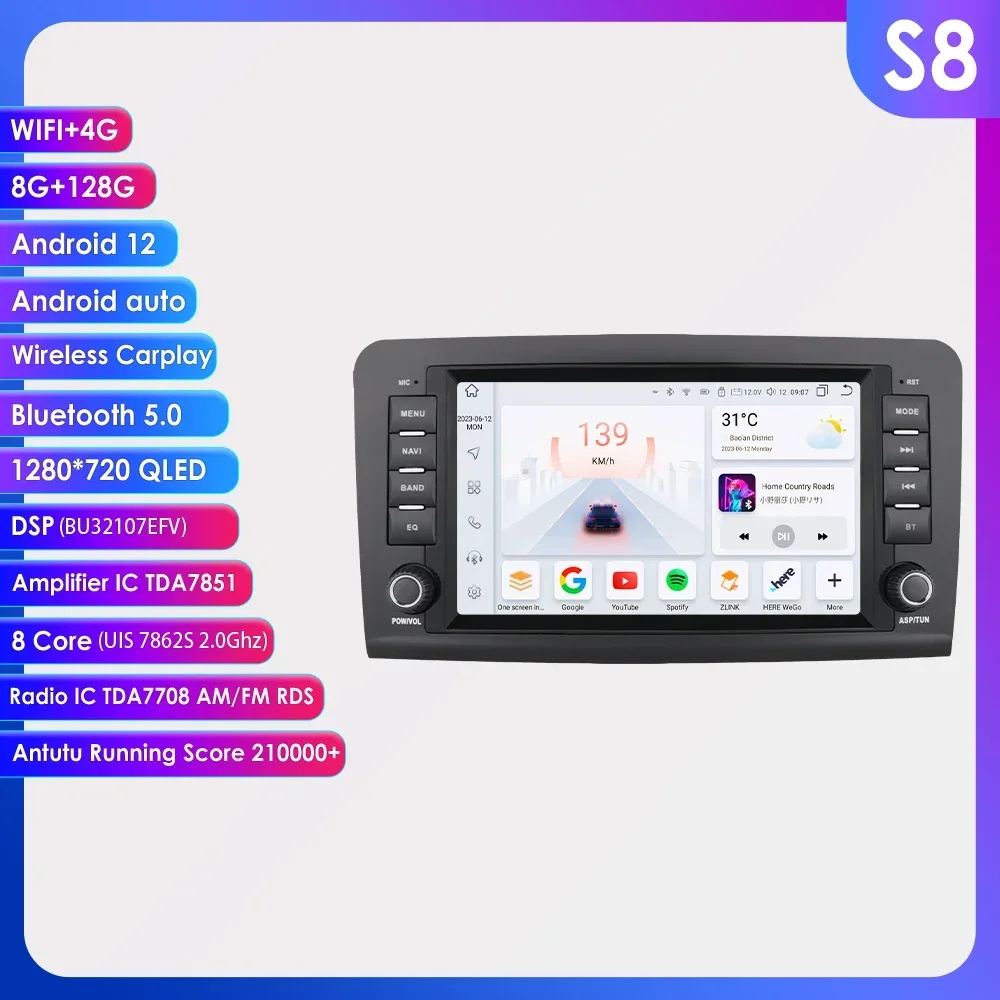 7862 Android Autoradio for Mercedes Benz ML300 ML350 ML320 GL320 GL350 GL450 GL500 multimedia player GPS navi Stereo 4G Carplay