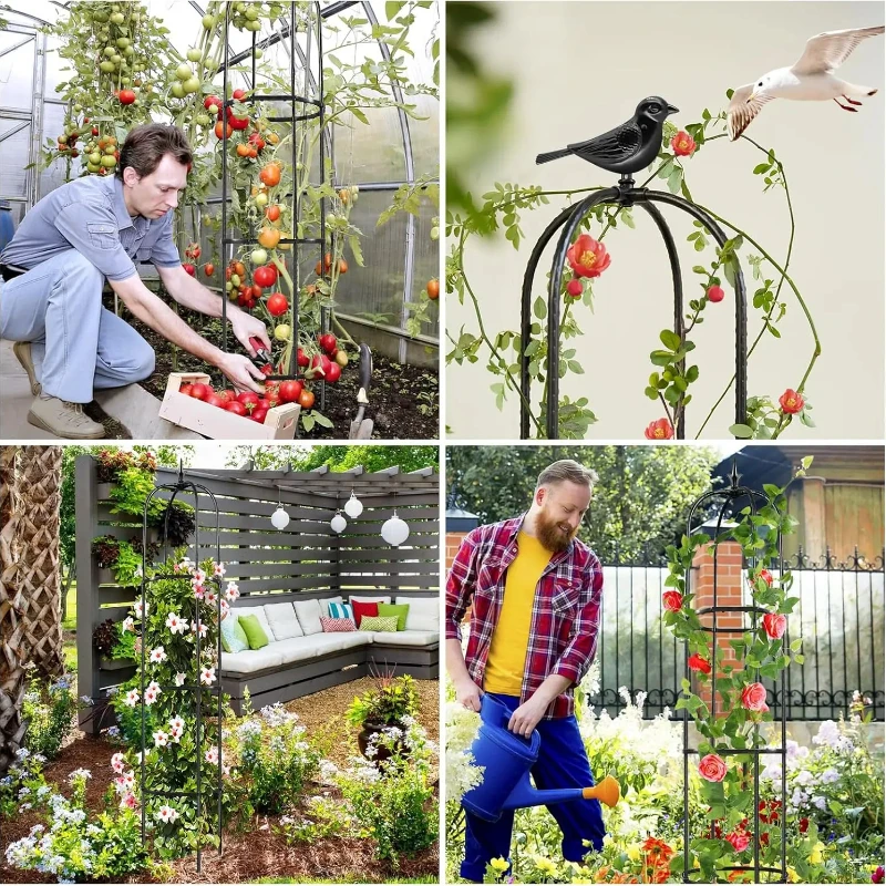 

Garden Obelisk Plant Supports For Garden, Tower Obelisks 150Cm U-Shaped Climbing Plant Support Rustproof Pea Frame Tomato Cage