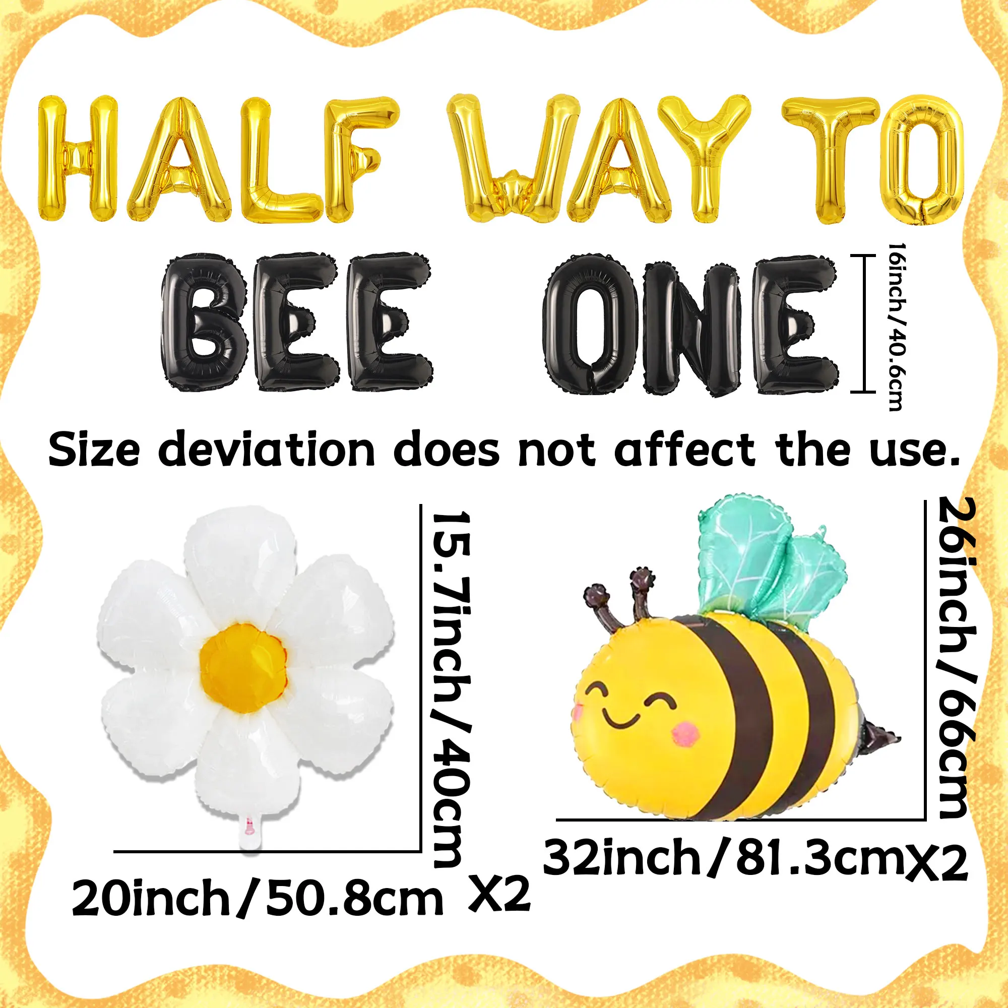 LaVenty Happy 1st Bee Day Balloon Birthday Decoration So Sweet to Bee Half Way To One Decoration Half Birthday Party Supplies