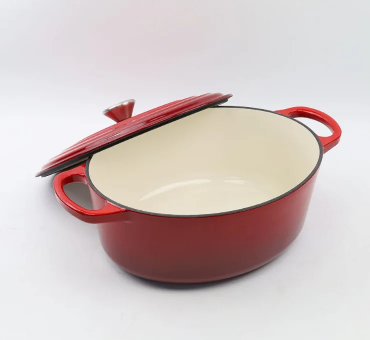 Bread Baking Stewing Frying Enameled Cast Iron Kitchen Cooking Pots Non-Stick Dutch Oven Pot Oval Hot Pots With Lid  and Handles