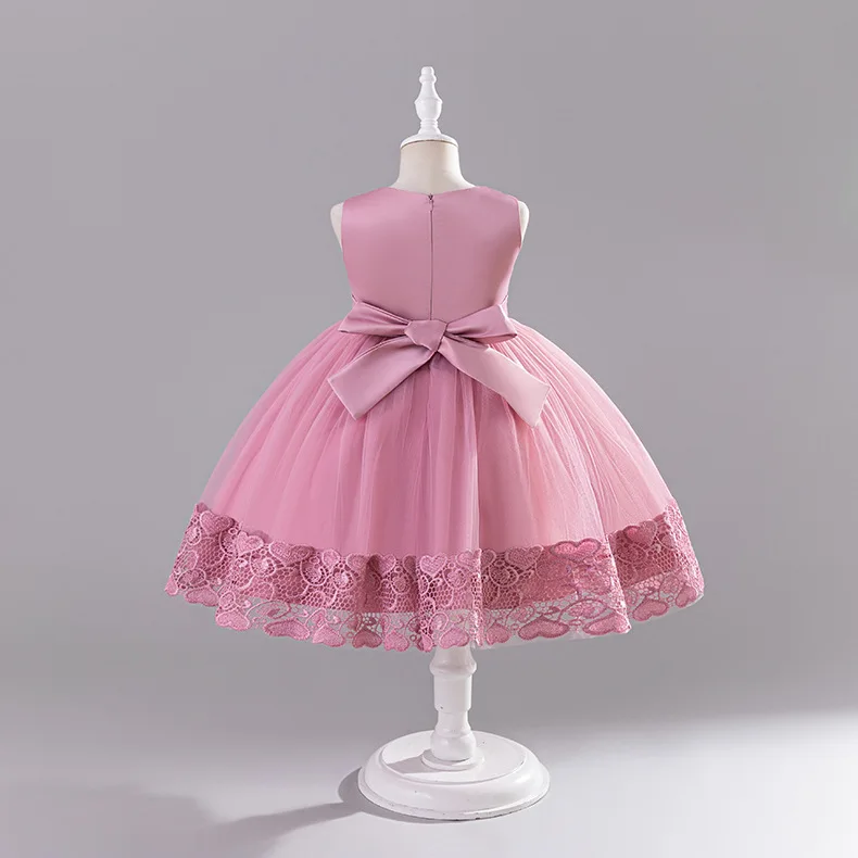 Fashion Children Girl Evening Gown Lace Sleeveless Flower Girl Dresses for Weddings Summer Kids Dresses for Girls 3-13 Years