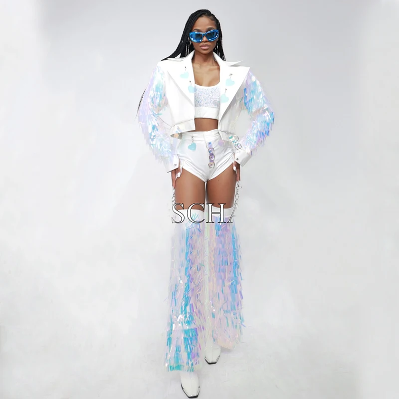 Sexy Jazz Dance Clothing Women Group Kpop Clothes Sequins Set Men Gogo Dance Costume Stage Performance Wear Rave Outfit DWY9679