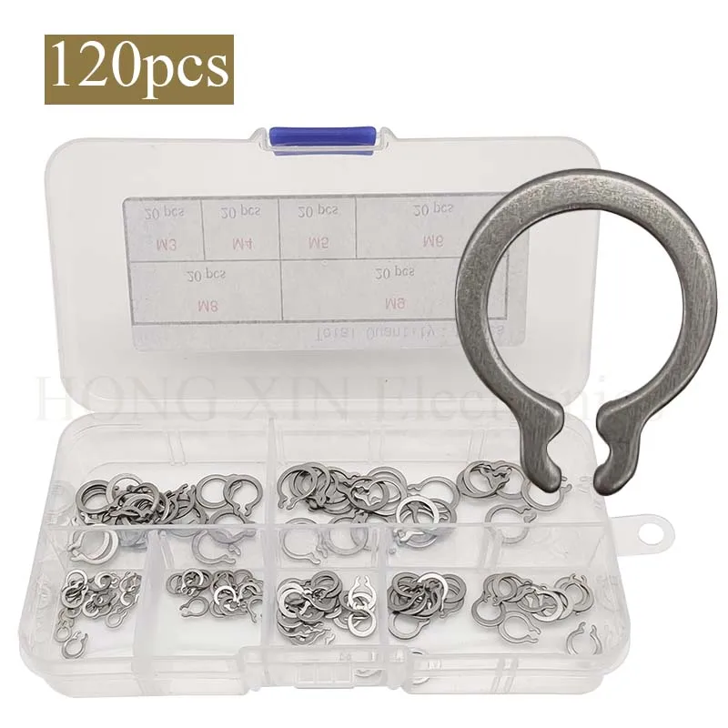 

120Pcs Circlip Retaining Rings Assortment Set(3mm-10mm) Clips External Retaining Rings Snap Rings Kit 304 Stainless Steel