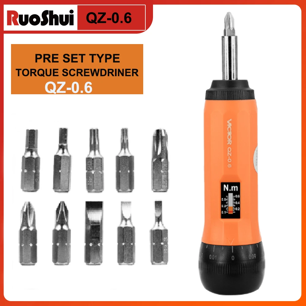 VICTOR Professional 1/4 Adjustable Torque Driver Set 10 Bits ForScrewdriver 6% Car Repair Bike Tools Maintenance Scope Mounting