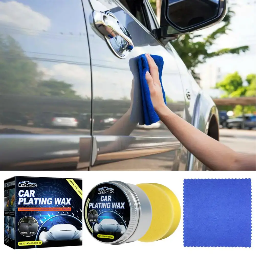 No-odor 1 Set Effective Car Wax Faux Crystal Plating Set Heat Resistant Scratches Repair Agent Non-greasy   for Automobile