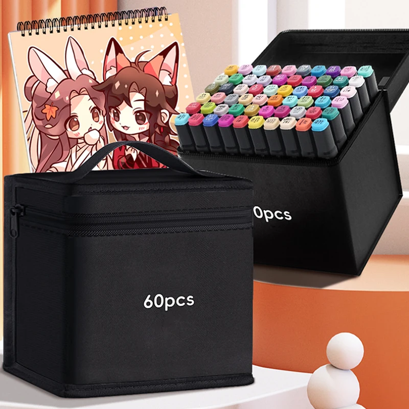 Penna per pennarelli Borsa portaoggetti nera Massiva Borsa per matite in tela con cerniera di grande capacità Borsa per cancelleria per penna ad acquerello portatile