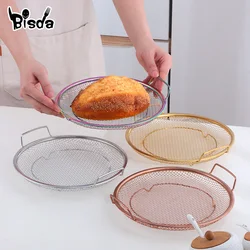 1/2Pcs Stainless Steel Frying Filter Mesh Plate Kitchen Oil Drainage Device Oil Filter Rack Double Ear Mesh Screen Basket Rack