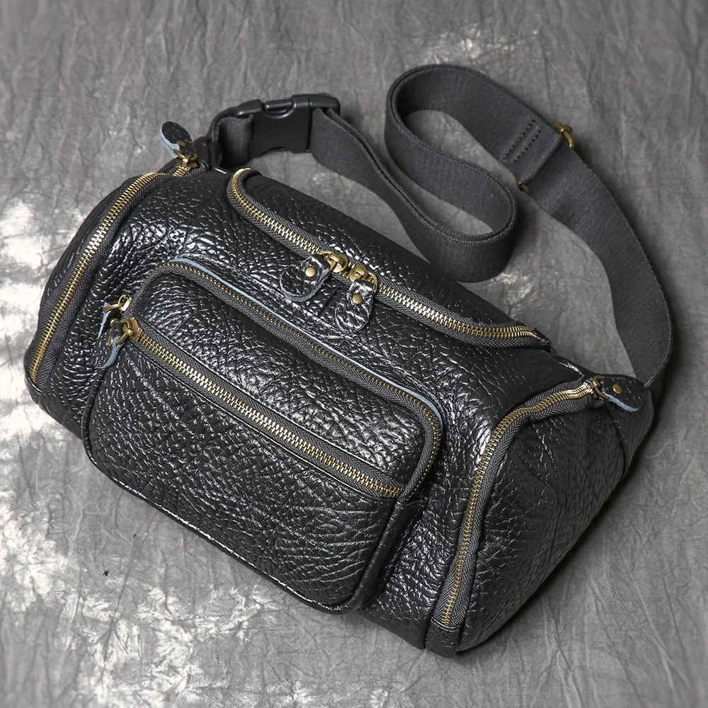 

High-quality genuine leather men's crossbody shoulder bag, large-capacity cowhide waist bag, multi-functional backpack