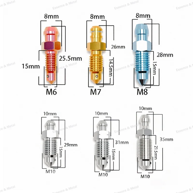 Titanium Alloy Bolt M6 M7 Hydraulic Oil Disc Brake Caliper Bleed Screw Brake Caliper Bleed Screw Suitable for Brembo Pitch 1.0mm